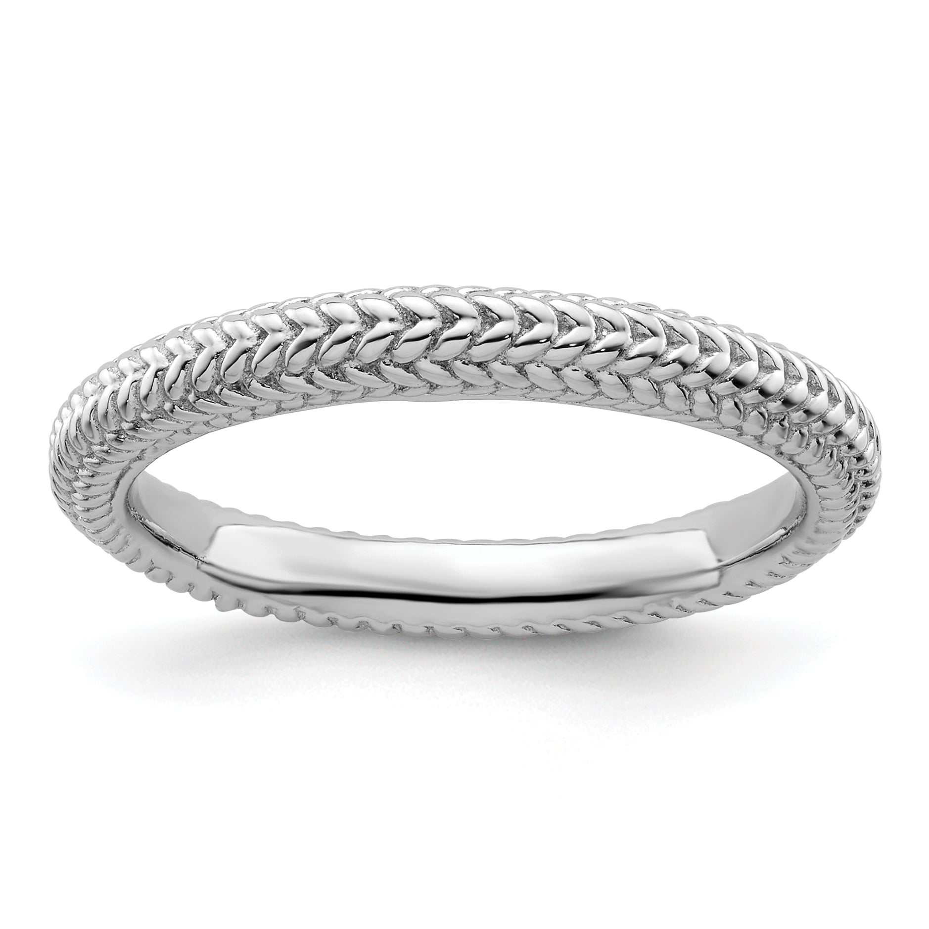 Sterling Silver Stackable Expressions Rhodium-plated Domed Ring Main image