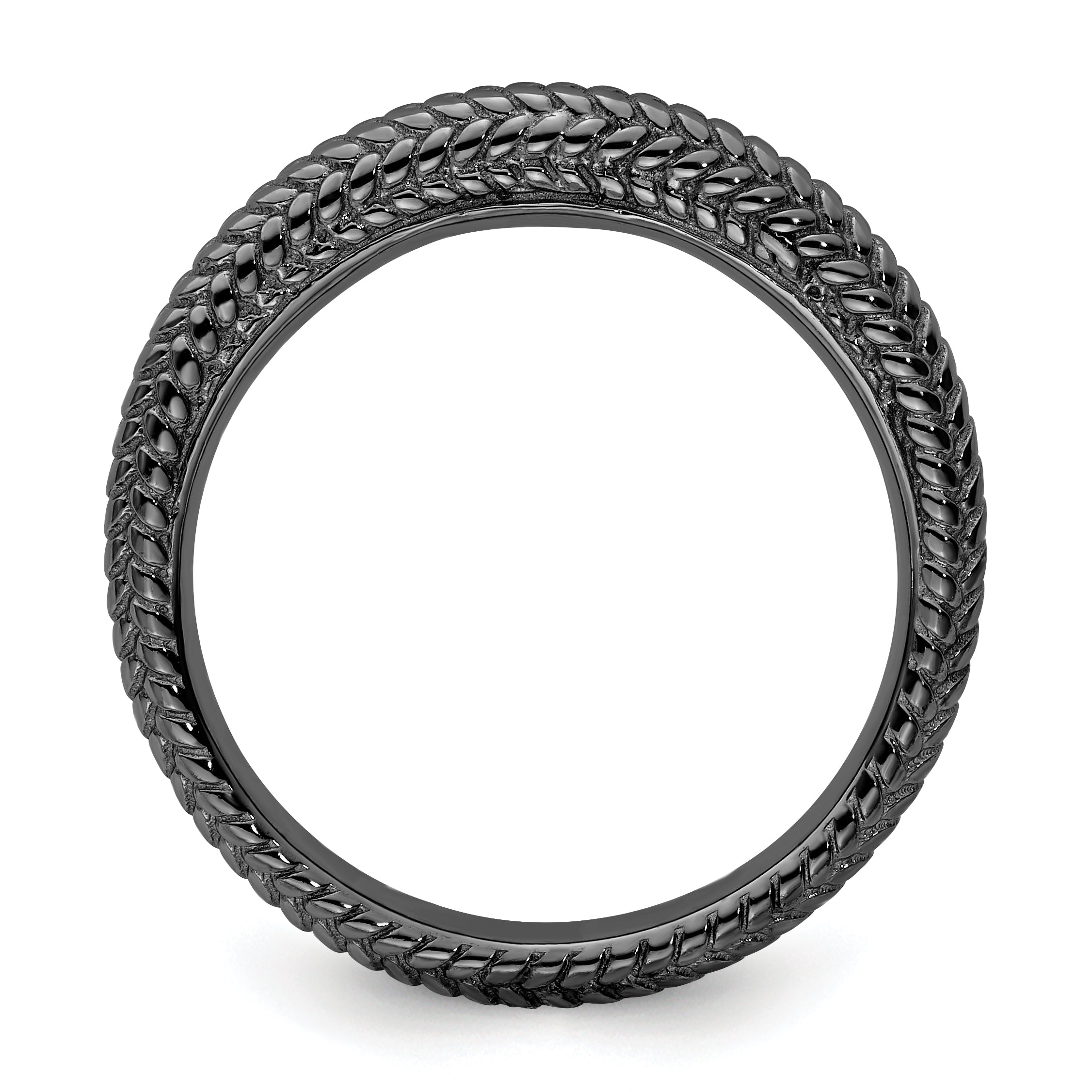 Sterling Silver Stackable Expressions Black-plated Domed Ring Secondary image