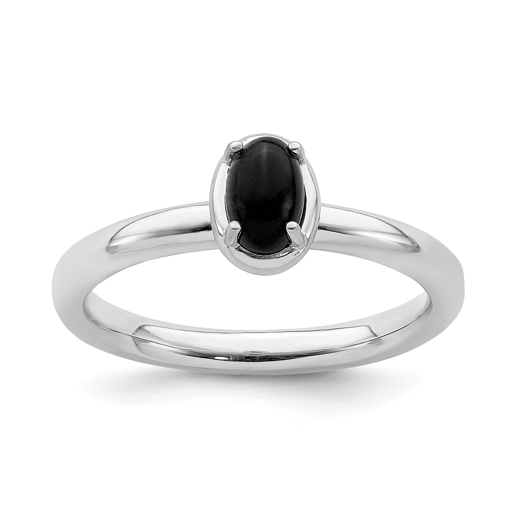 Sterling Silver Stackable Expressions Onyx Polished Ring Main image