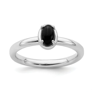 Onyx Stackable Ring in Sterling Silver - Sophia Jewelers