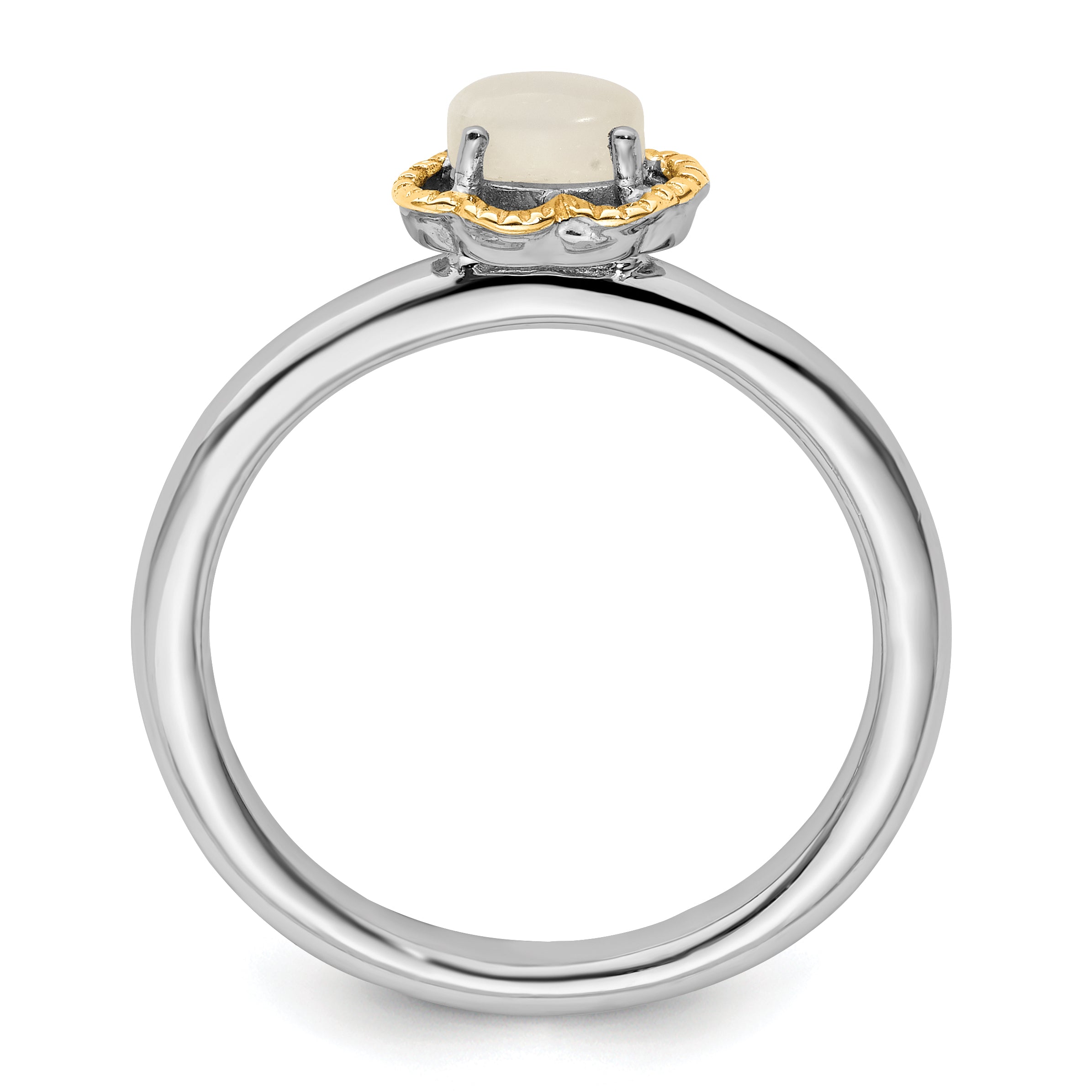 Sterling Silver & 14k Stackable Expressions Moonstone Polished Ring Secondary image