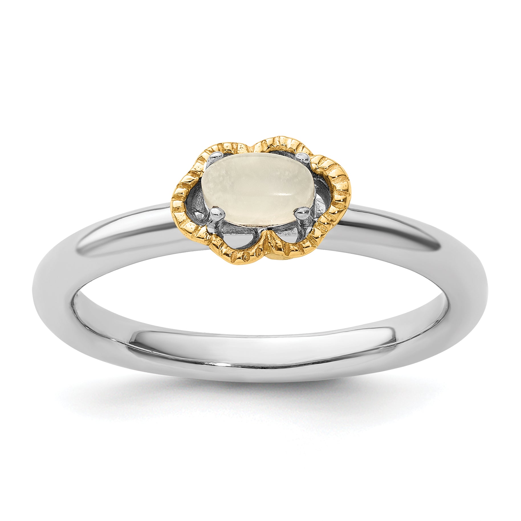 Sterling Silver & 14k Stackable Expressions Moonstone Polished Ring Main image