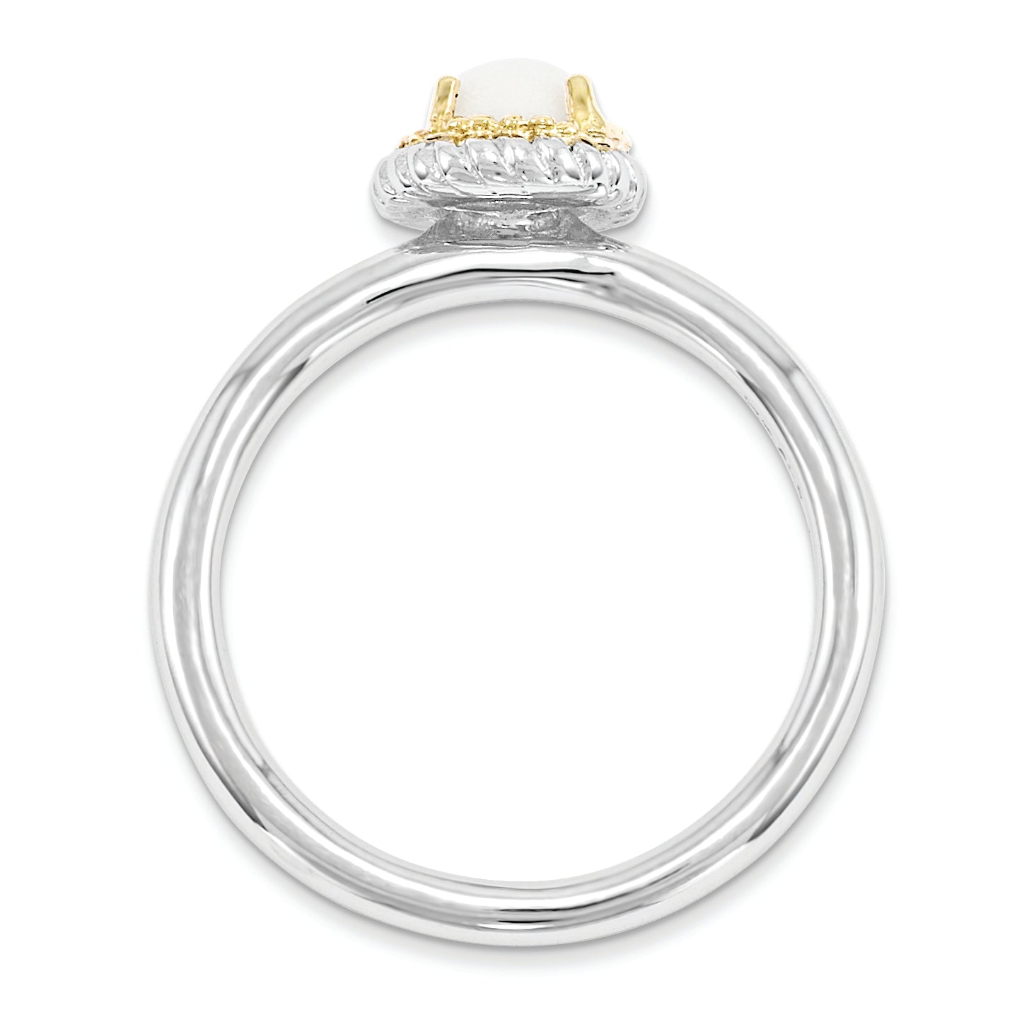 Sterling Silver & 14k Stackable Expressions White Agate Polished Ring Secondary image