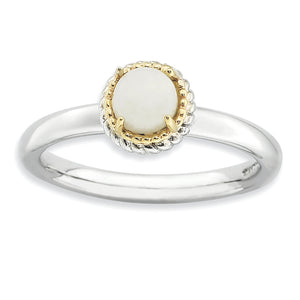 White Agate Stackable Ring in 14K Two-Tone Gold - Sophia Jewelers
