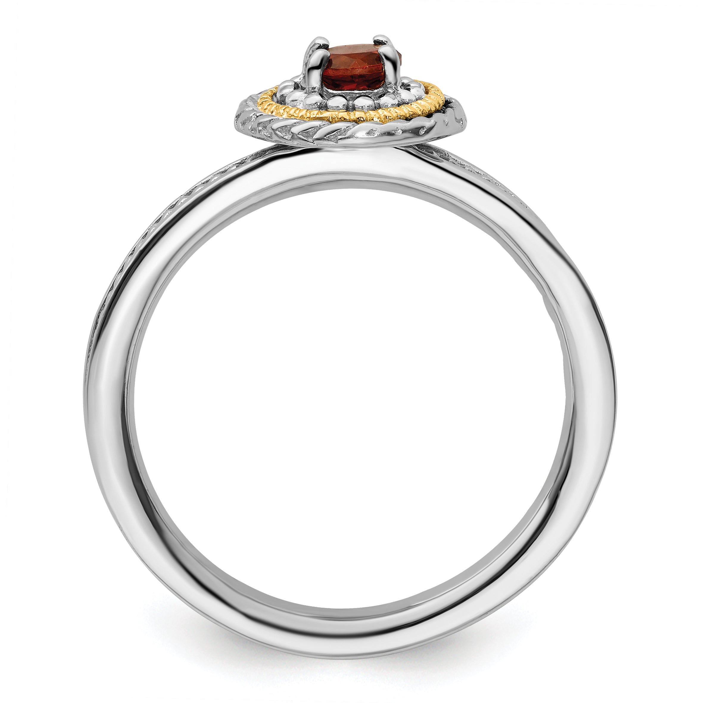 Sterling Silver & 14k Stackable Expressions Garnet Ring Secondary image