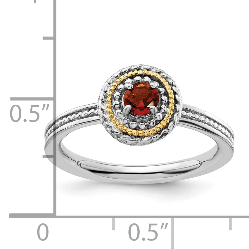 Sterling Silver & 14k Stackable Expressions Garnet Ring
