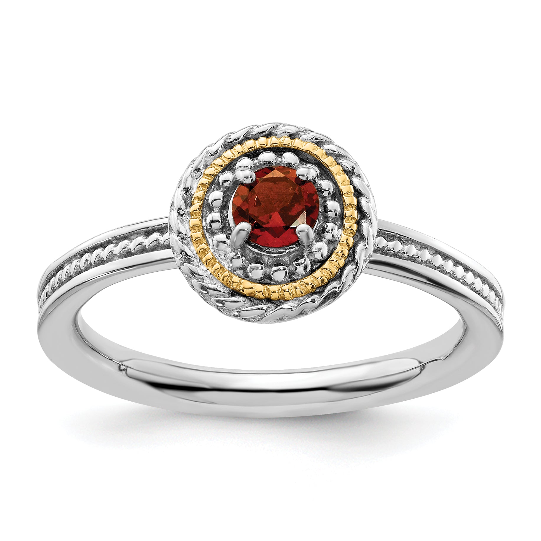 Sterling Silver & 14k Stackable Expressions Garnet Ring Main image