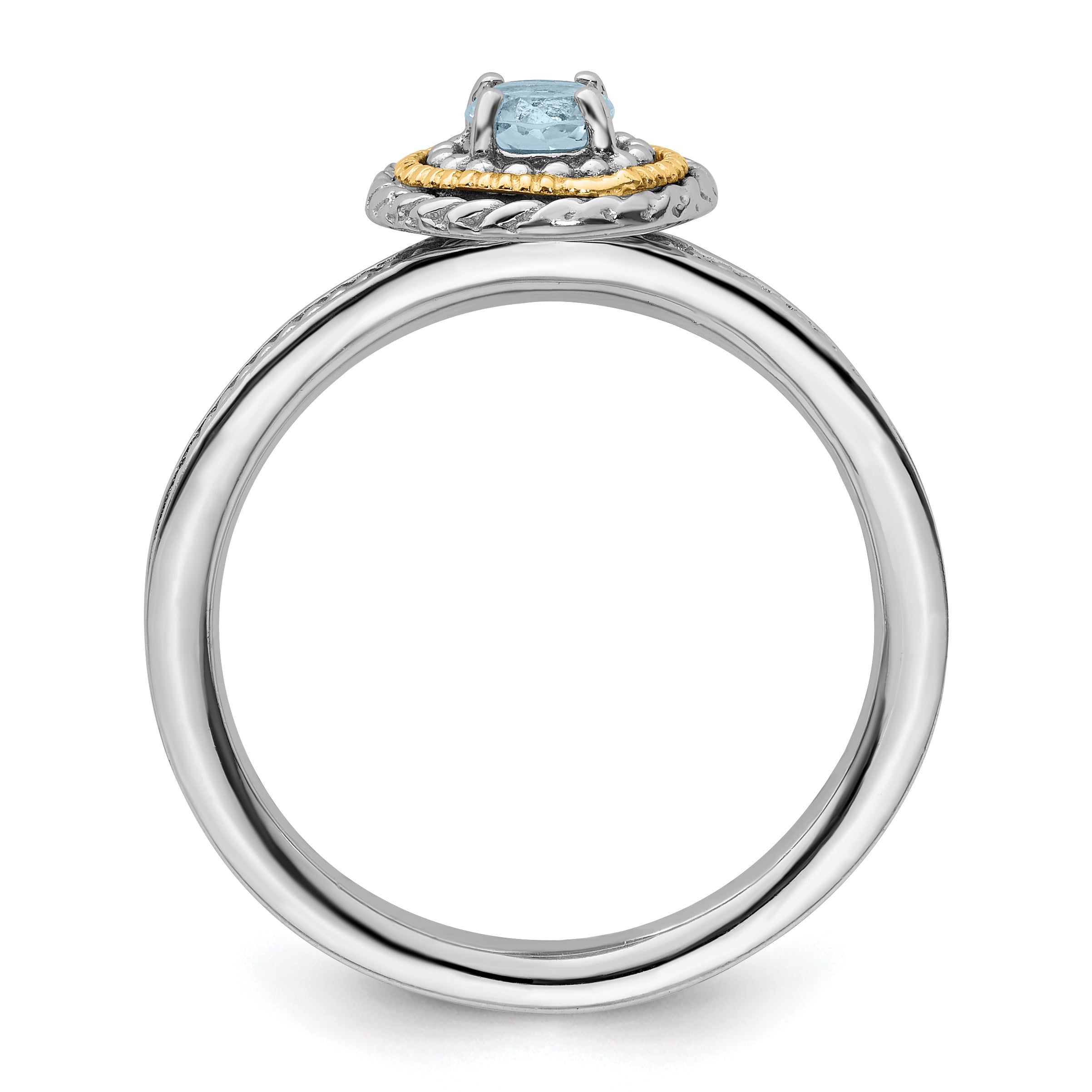 Sterling Silver & 14K Expressions Aquamarine Ring Secondary image