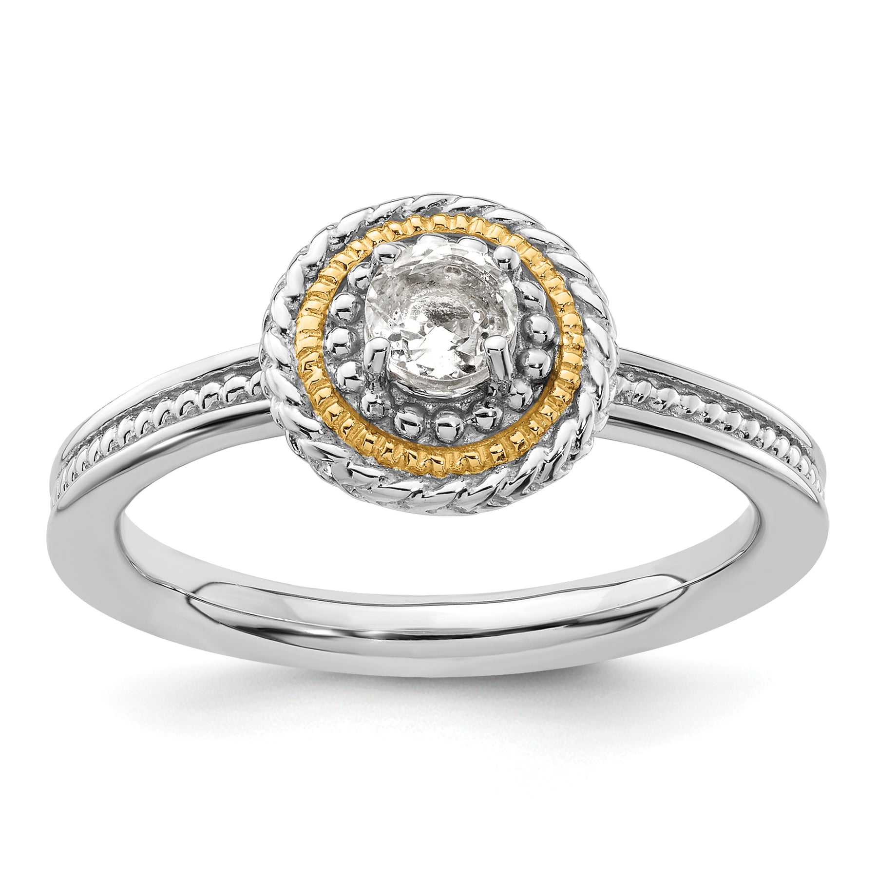 Sterling Silver & 14k Stackable Expressions White Topaz Ring Main image