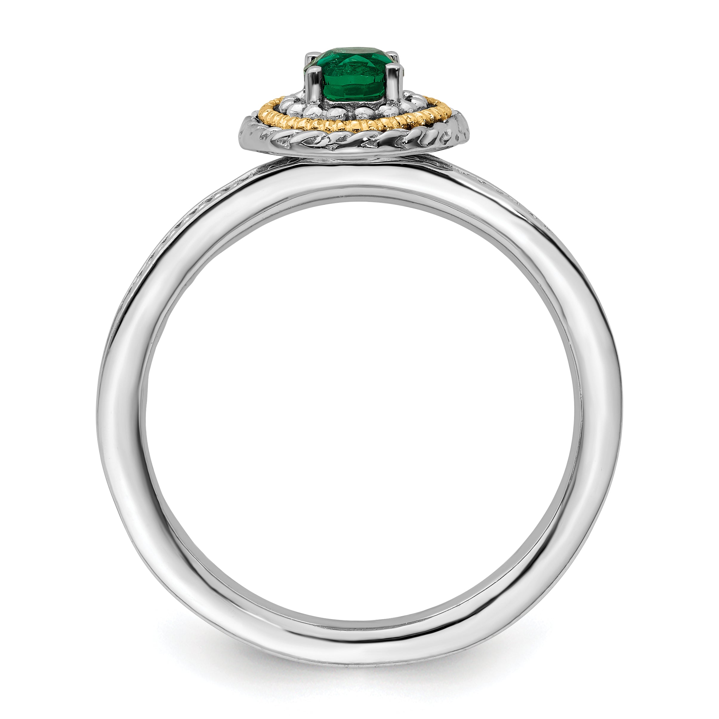Sterling Silver & 14k Stackable Expressions Created Emerald Ring Secondary image