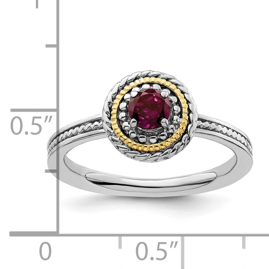 Sterling Silver & 14k Stackable Expressions Rhodolite Garnet Ring