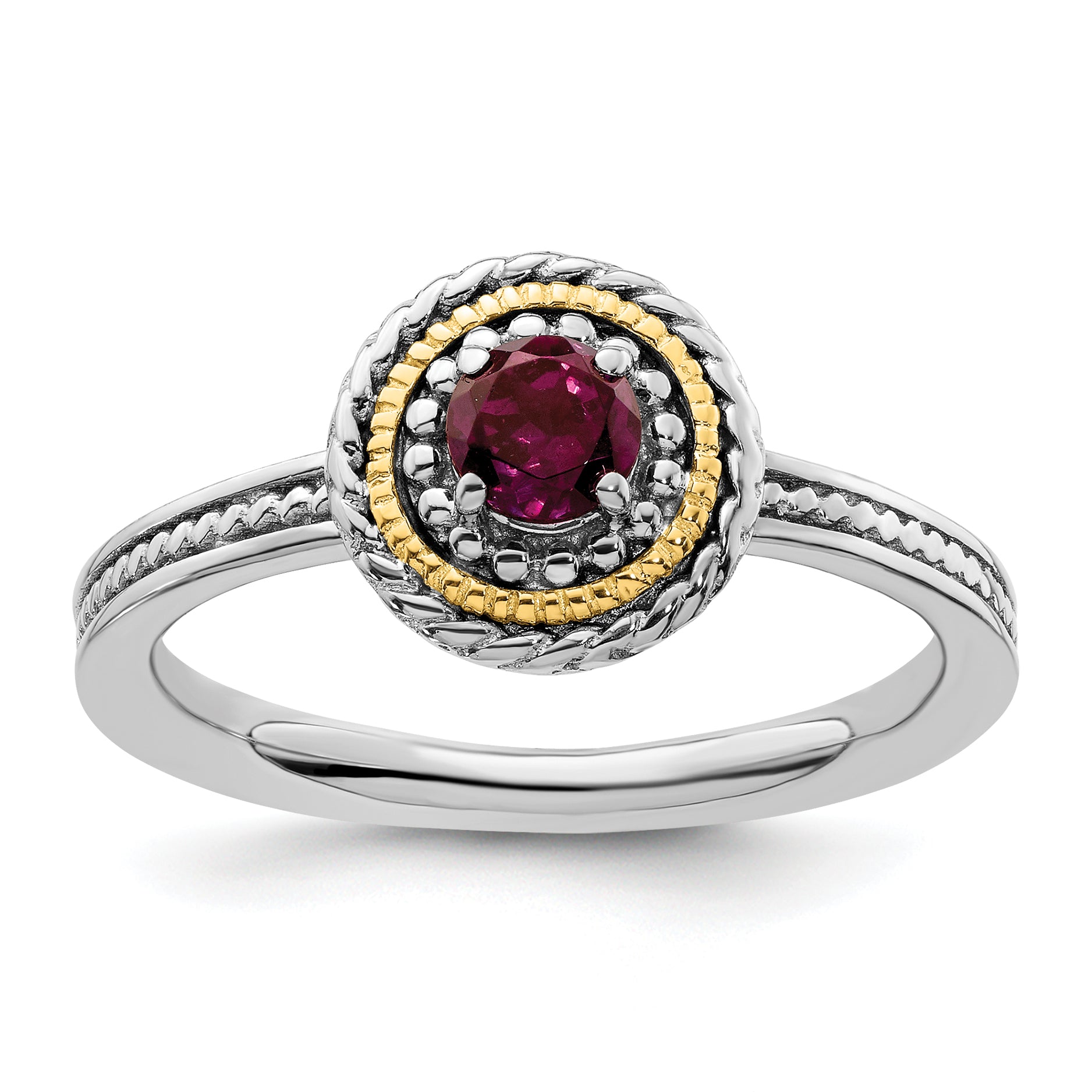 Sterling Silver & 14k Stackable Expressions Rhodolite Garnet Ring Main image