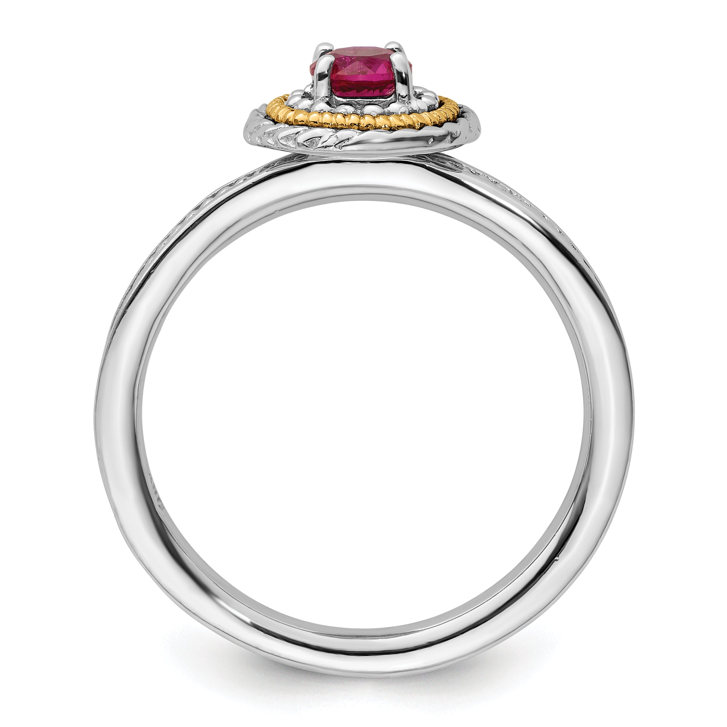 Sterling Silver & 14k Stackable Expressions Created Ruby Ring Secondary image