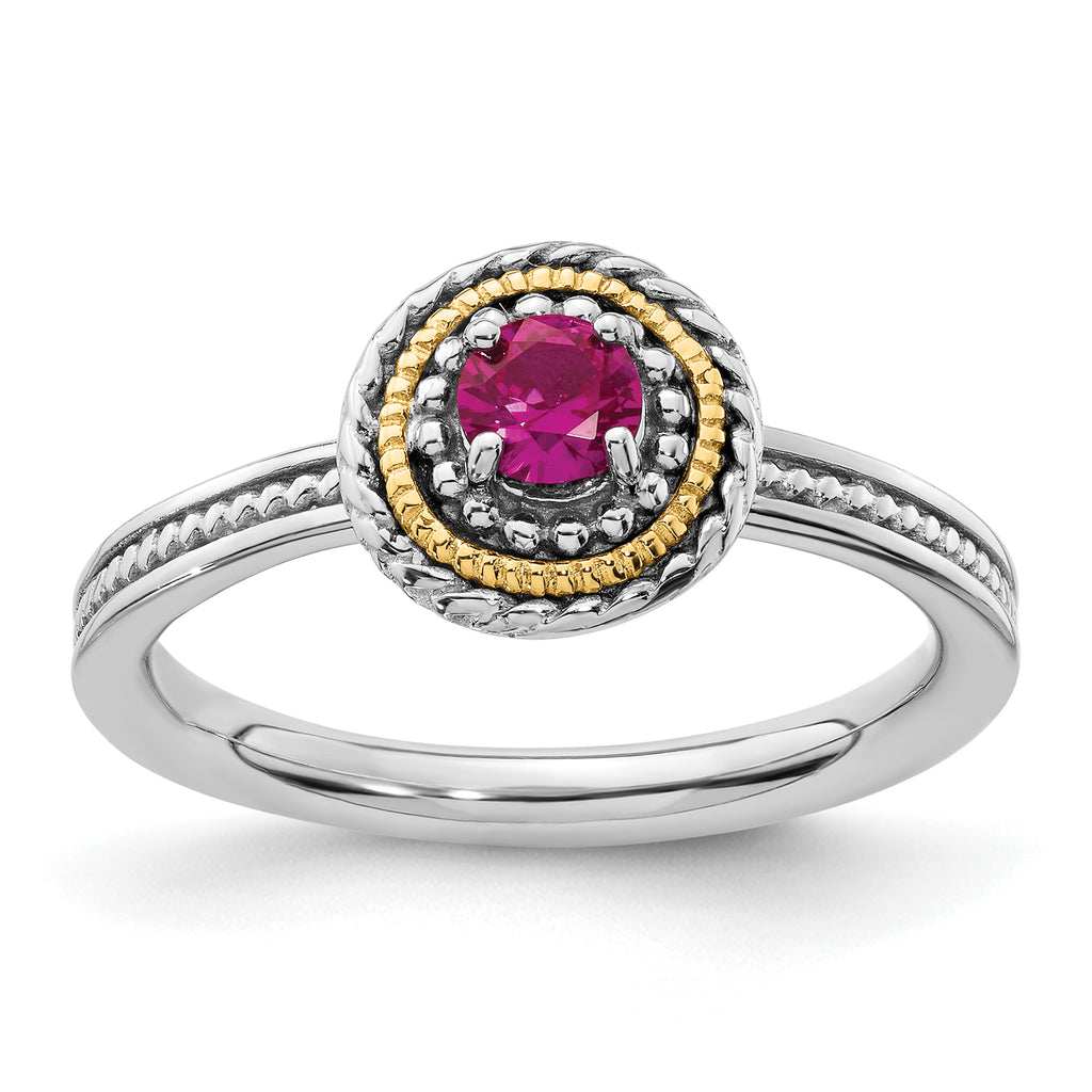Sterling Silver & 14k Stackable Expressions Created Ruby Ring