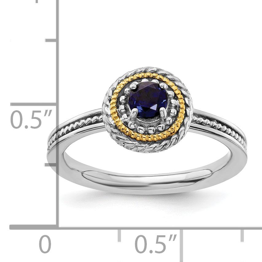 Sterling Silver & 14k Stackable Expressions Created Sapphire Ring