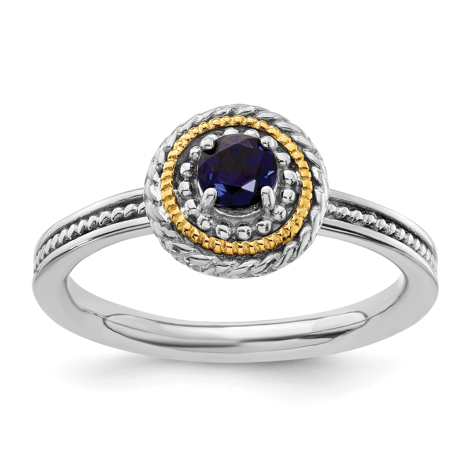 Sterling Silver & 14k Stackable Expressions Created Sapphire Ring Main image