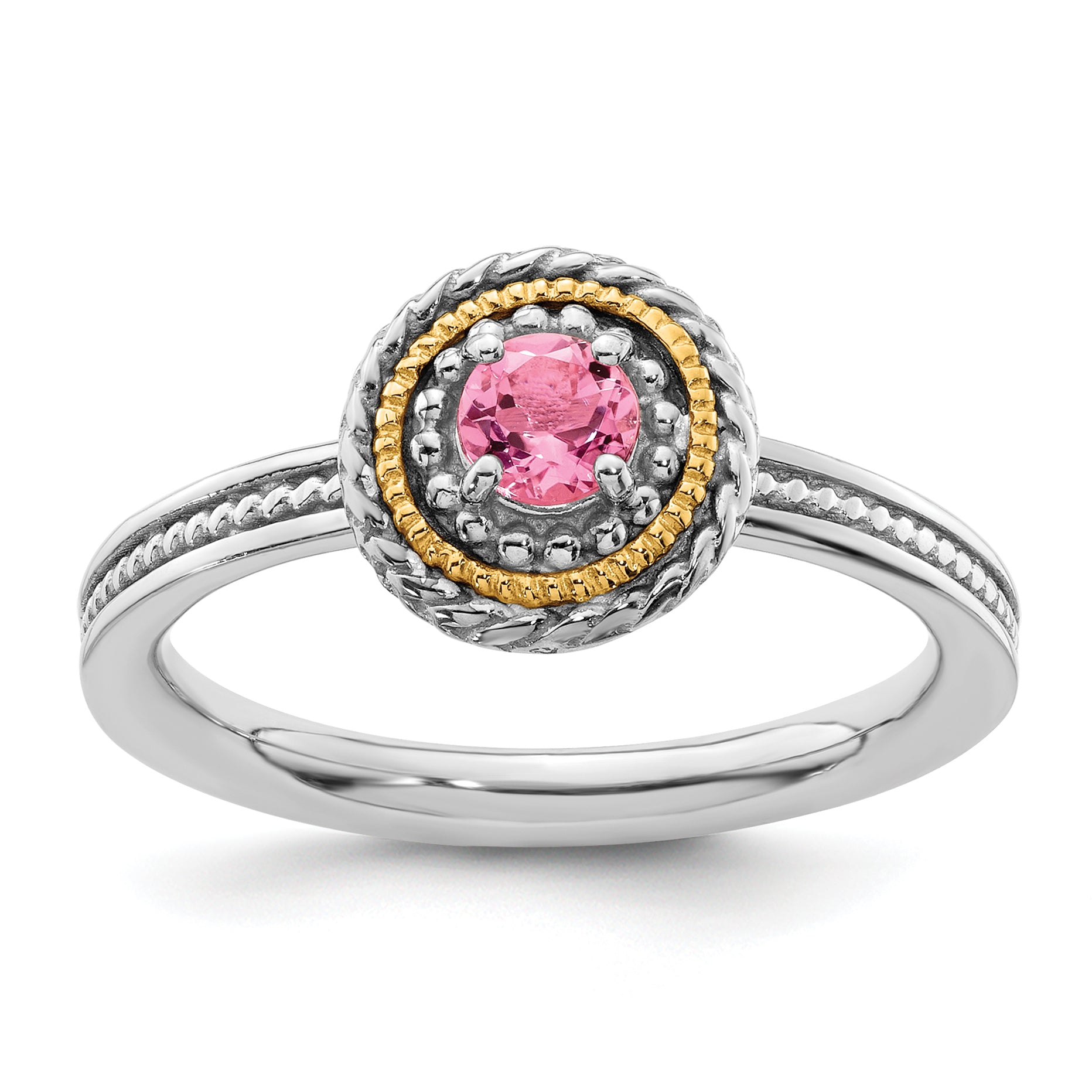 Sterling Silver & 14k Stackable Expressions Pink Tourmaline Ring Main image