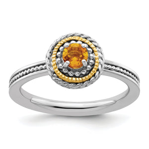Sterling Silver & 14K Stackable Expressions Citrine Ring, Size 5–9 - Sophia Jewelers