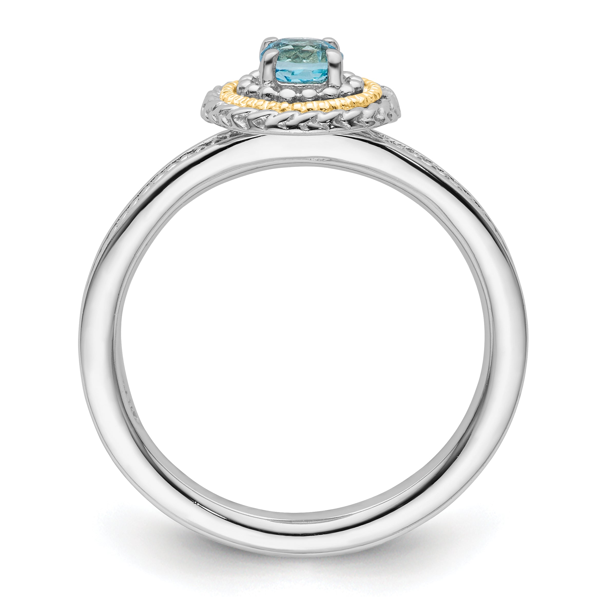 Blue Topaz Stackable Ring in Sterling Silver & 14K Gold Secondary image