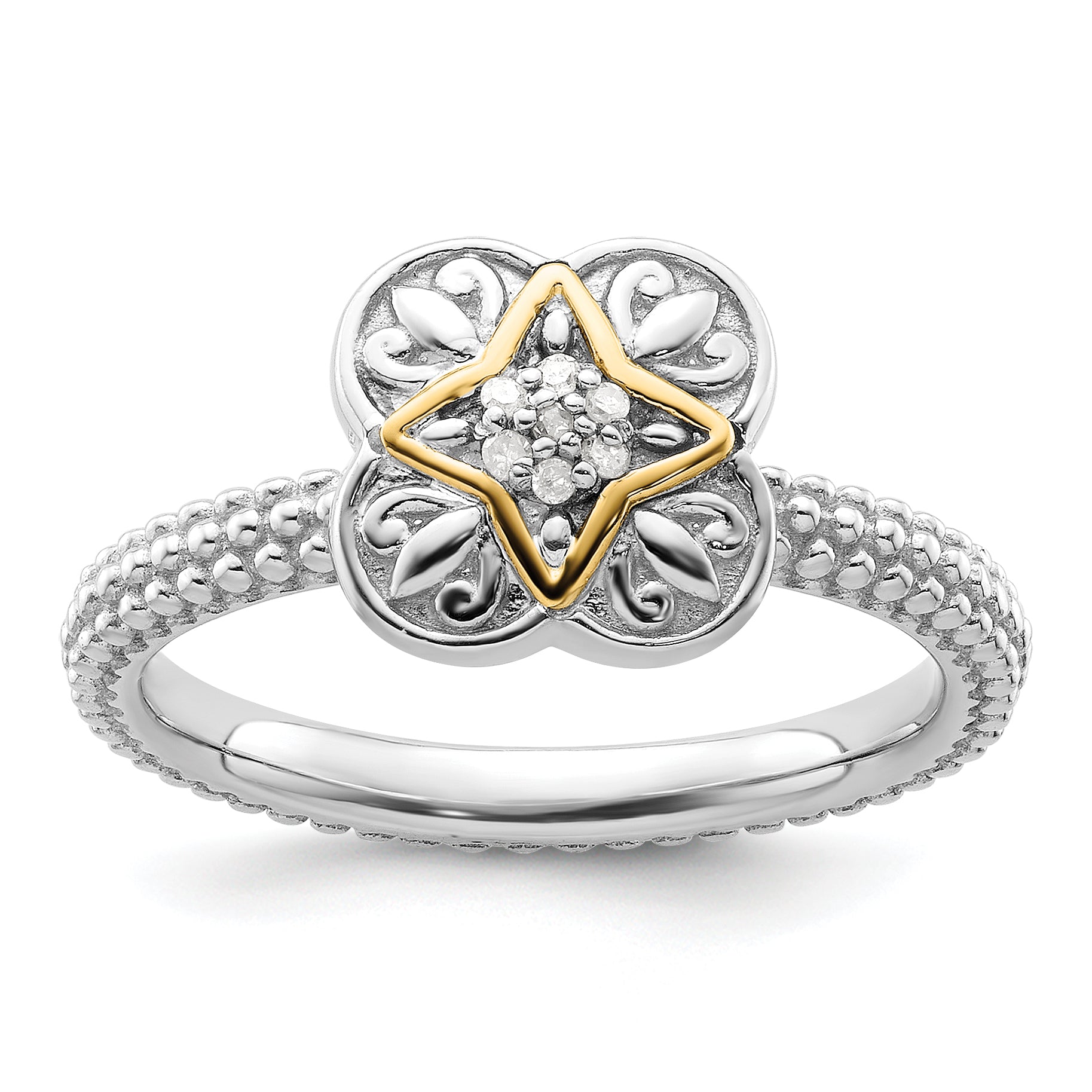 Sterling Silver & 14k Stackable Expressions Diamond Ring Main image