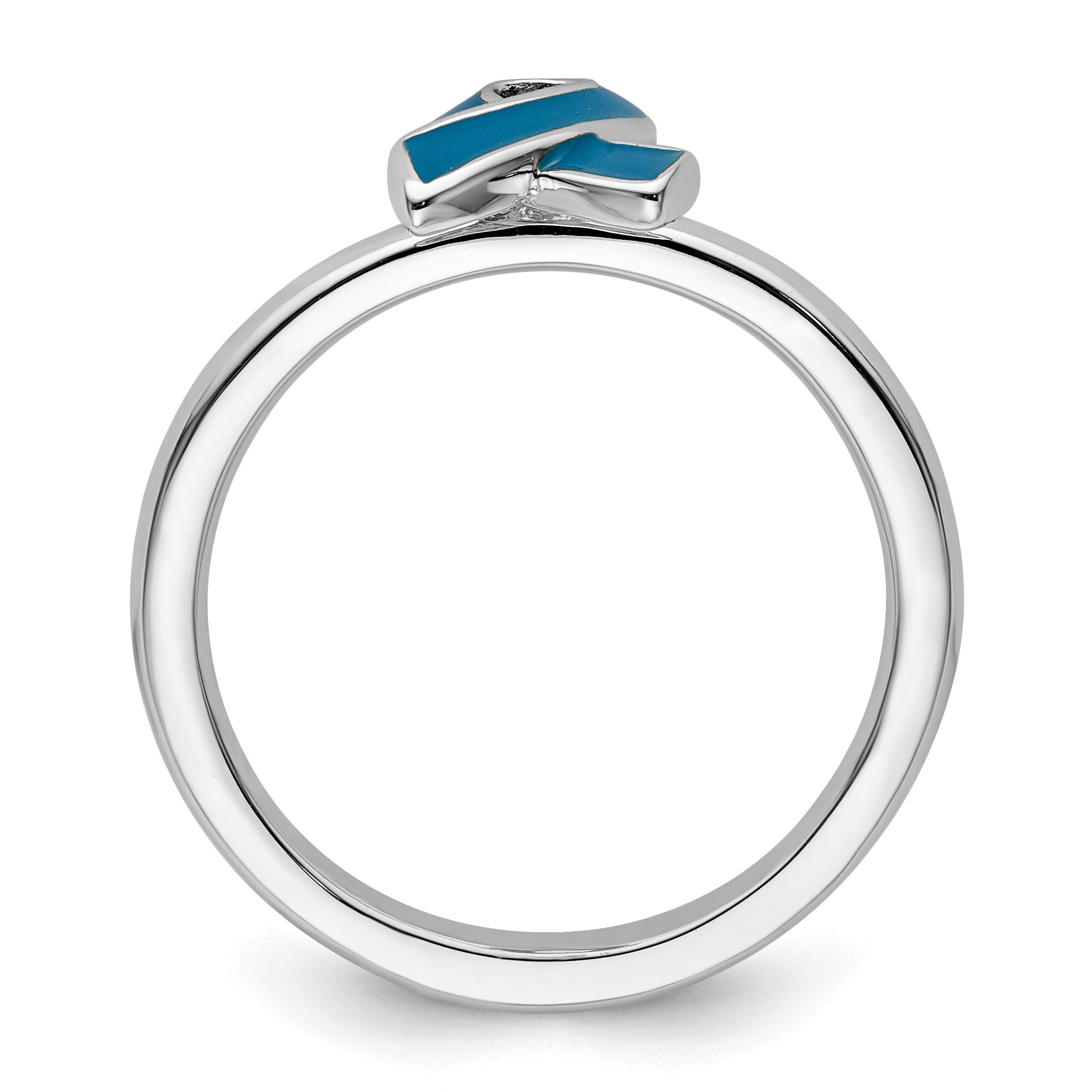 Sterling Silver Stackable Expressions Blue Enameled Awareness Ribbon Ring Secondary image