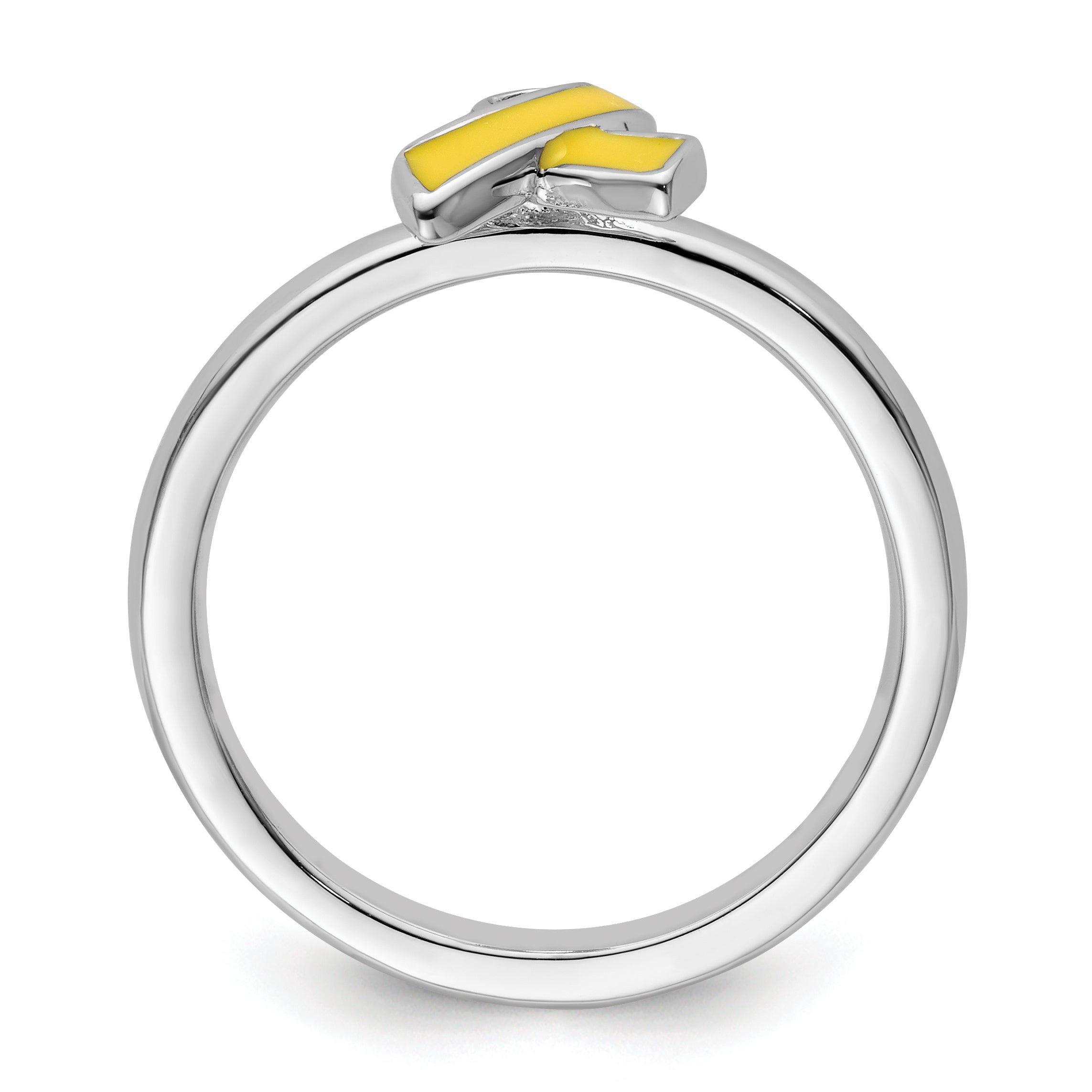 Sterling Silver Stackable Expressions Yellow Enameled Awareness Ribbon Ring Secondary image