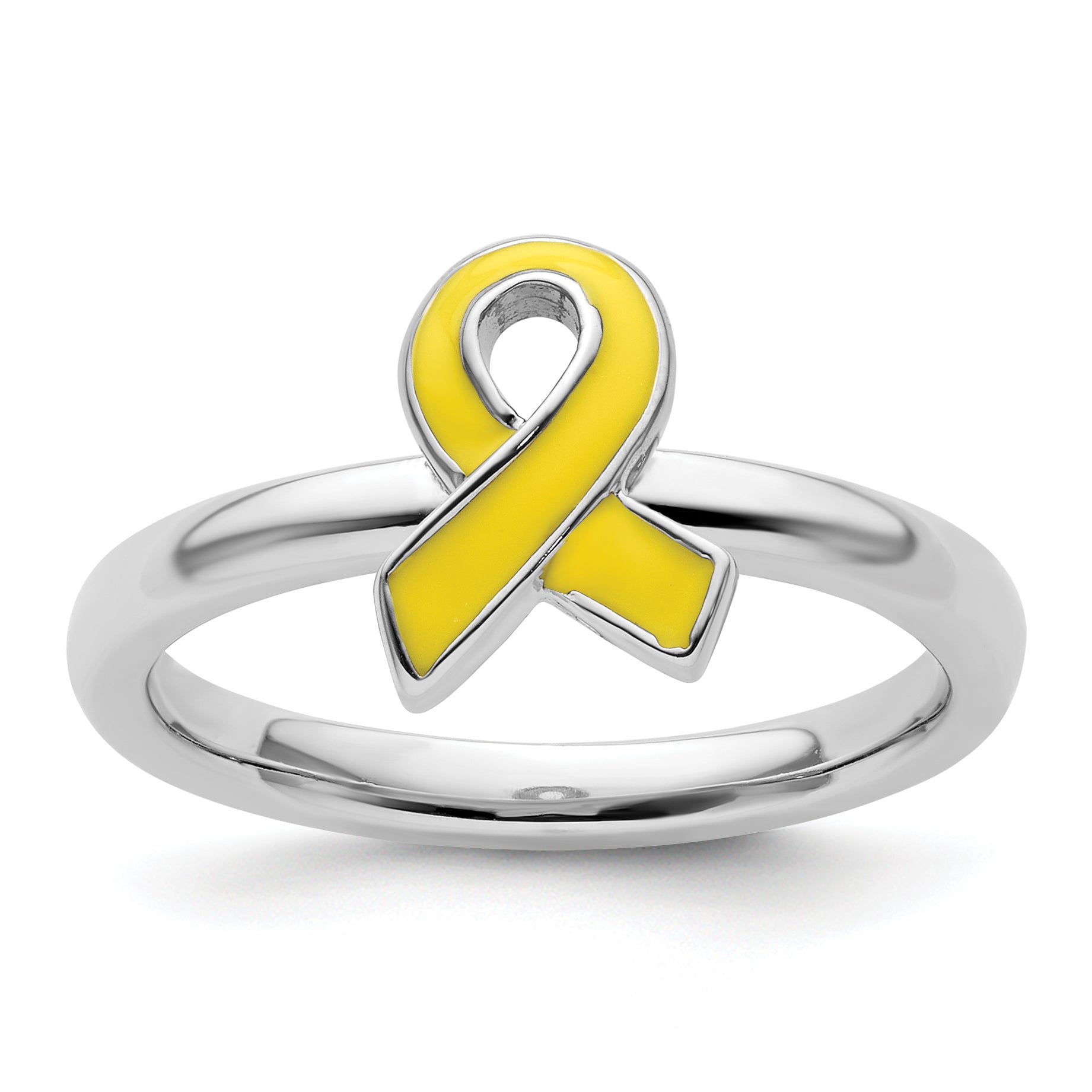 Sterling Silver Stackable Expressions Yellow Enameled Awareness Ribbon Ring Main image