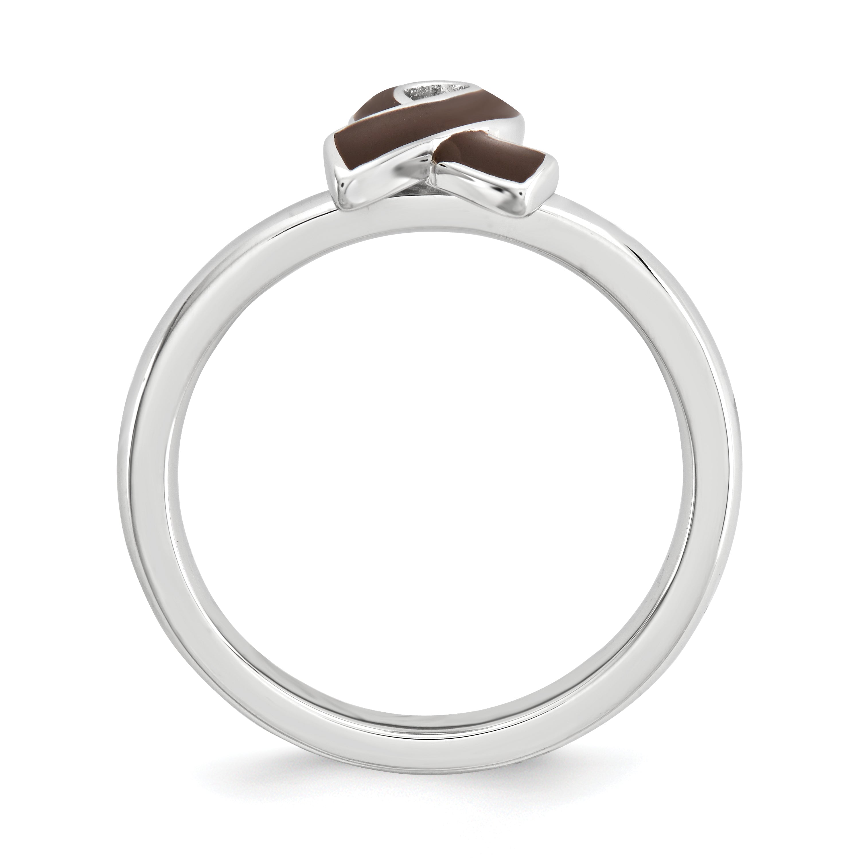 Sterling Silver Stackable Expressions Brown Enameled Awareness Ribbon Ring Secondary image