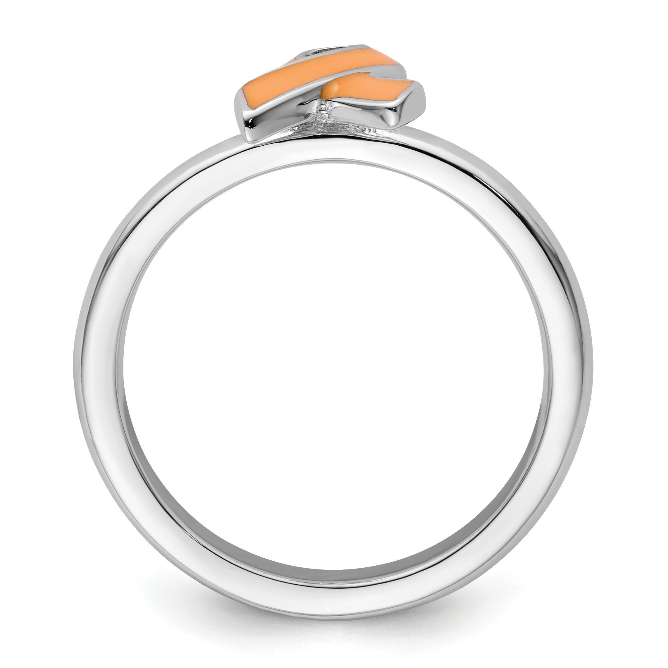 Sterling Silver Stackable Expressions Orange Enameled Awareness Ribbon Ring Secondary image