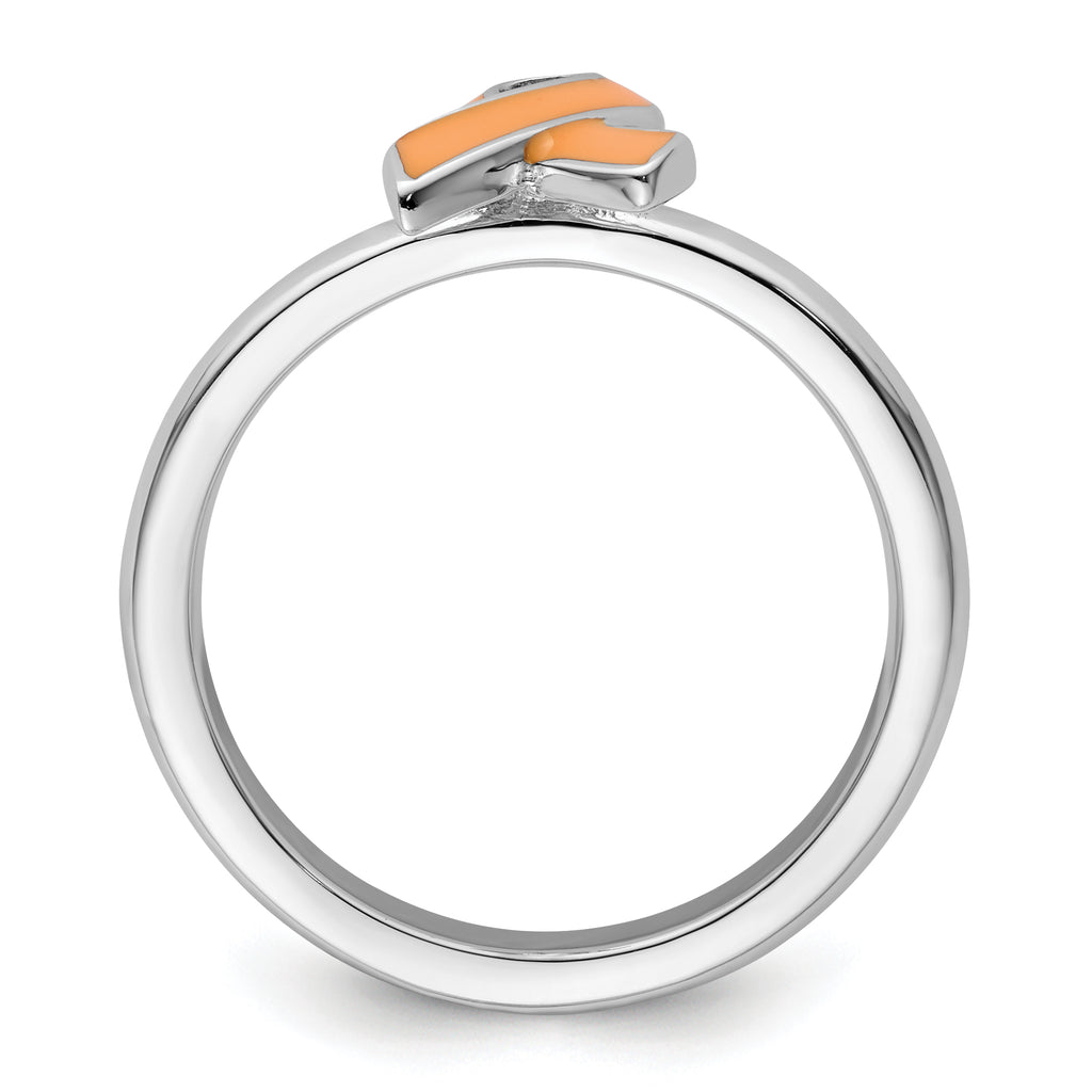 Sterling Silver Stackable Expressions Orange Enameled Awareness Ribbon Ring