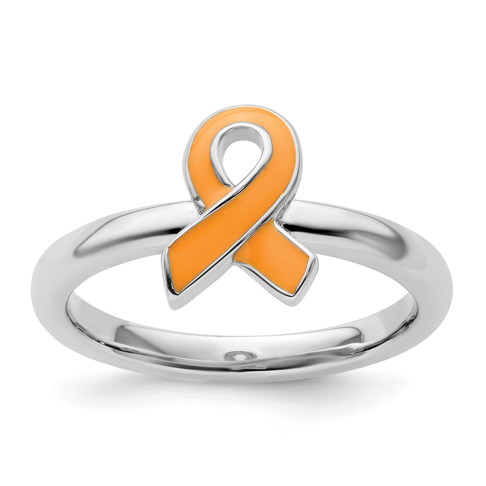 Sterling Silver Stackable Expressions Orange Enameled Awareness Ribbon Ring Main image