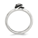 Sterling Silver Stackable Expressions Black Enameled Awarene Ribbon Ring