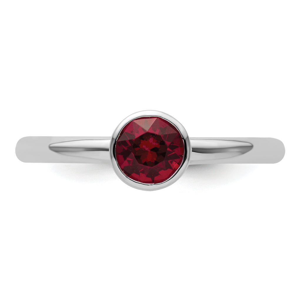 Sterling Silver Stackable Expressions High 5mm January Crystal Ring