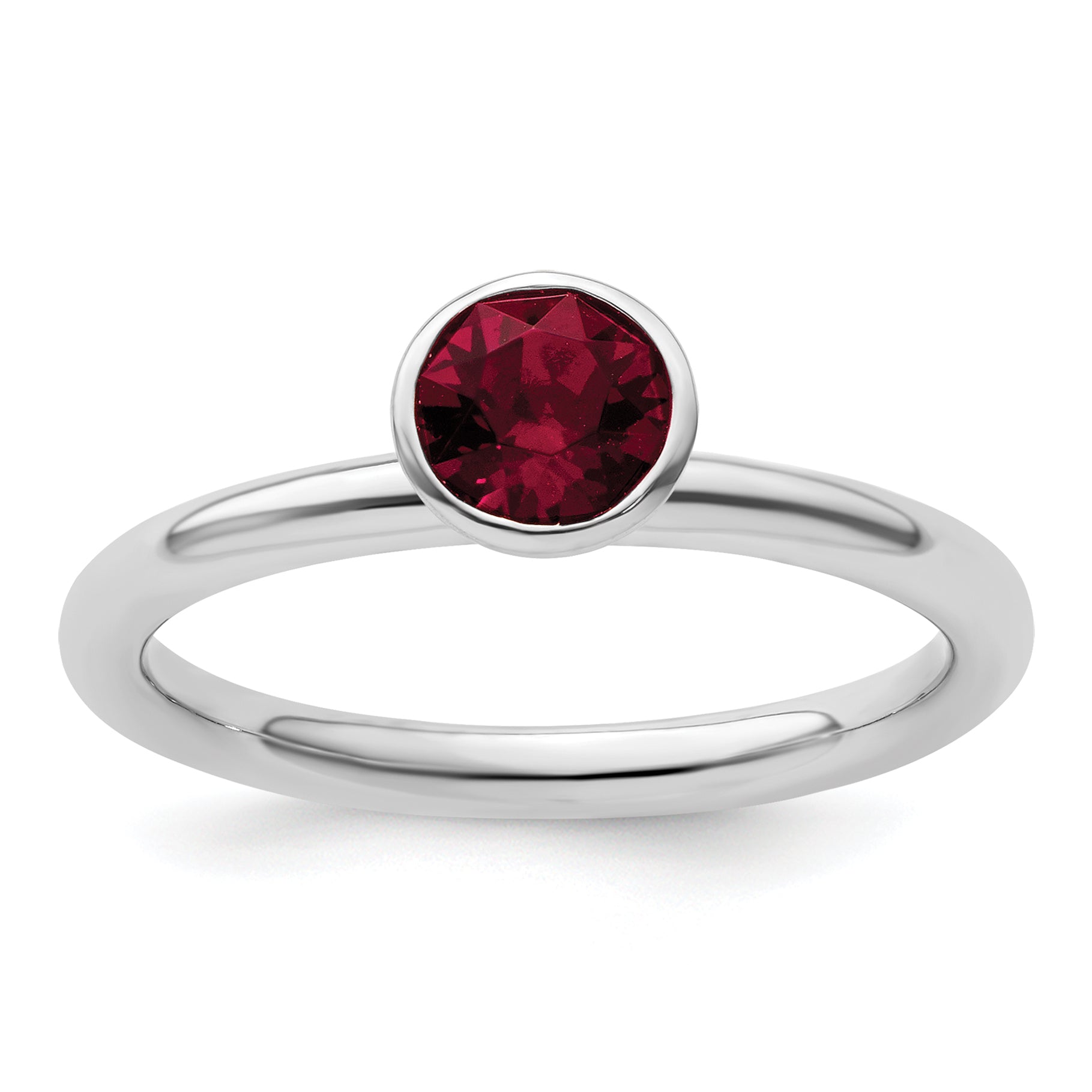 Sterling Silver Stackable Expressions High 5mm January Crystal Ring Main image