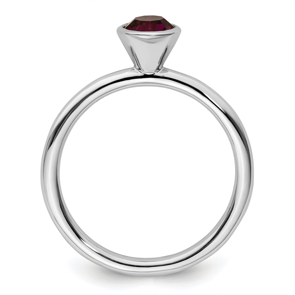 Sterling Silver Stackable Expressions High 5mm February Crystal Ring