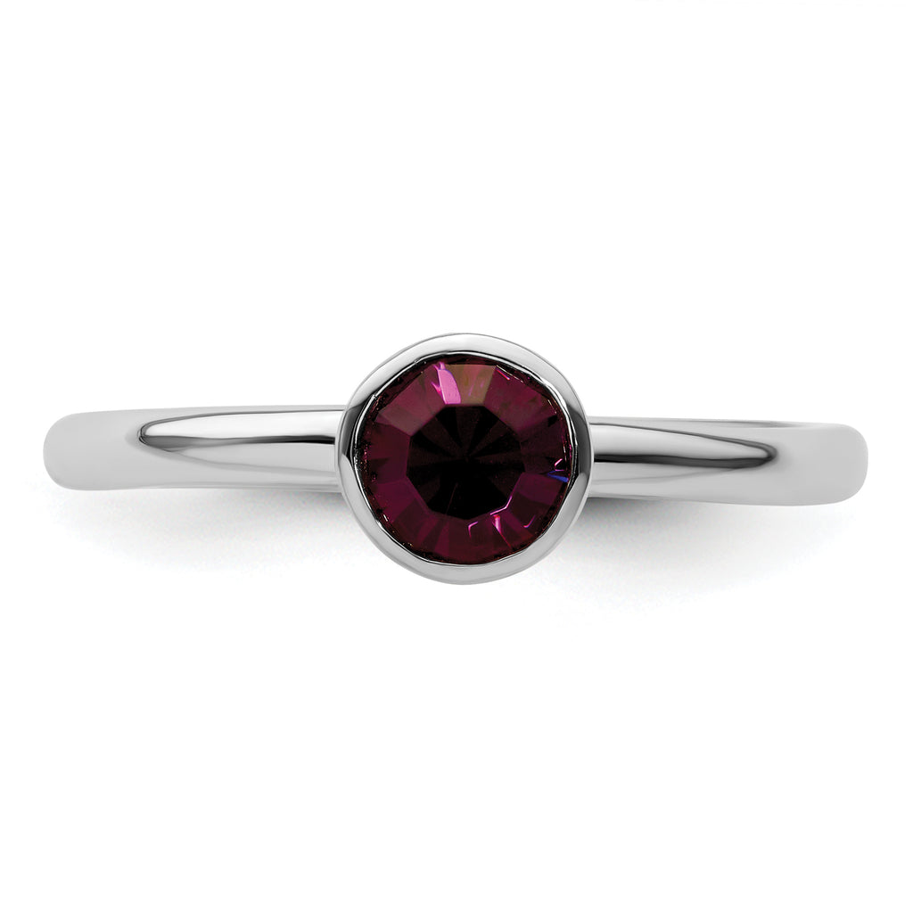 Sterling Silver Stackable Expressions High 5mm February Crystal Ring