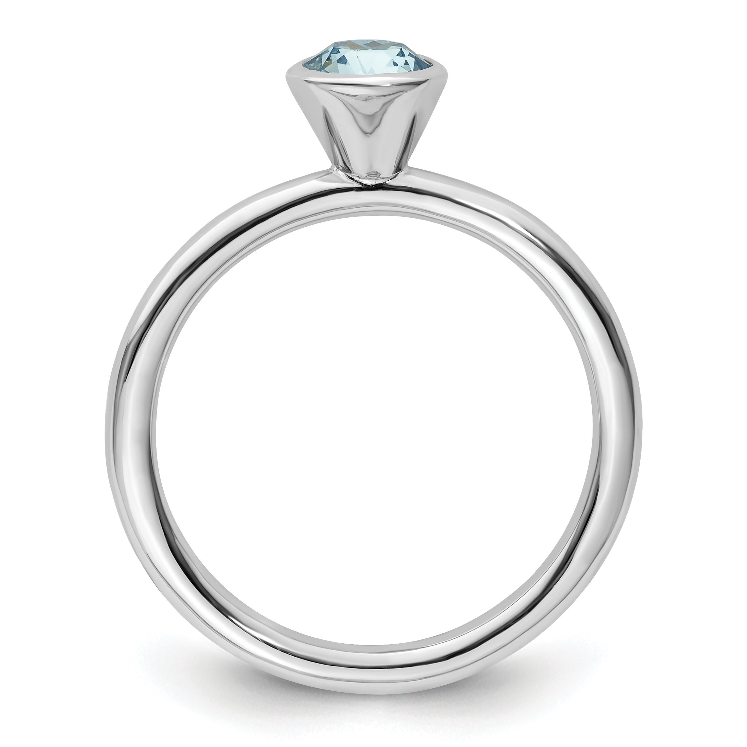 Sterling Silver Stackable Expressions High 5mm March Crystal Ring Secondary image