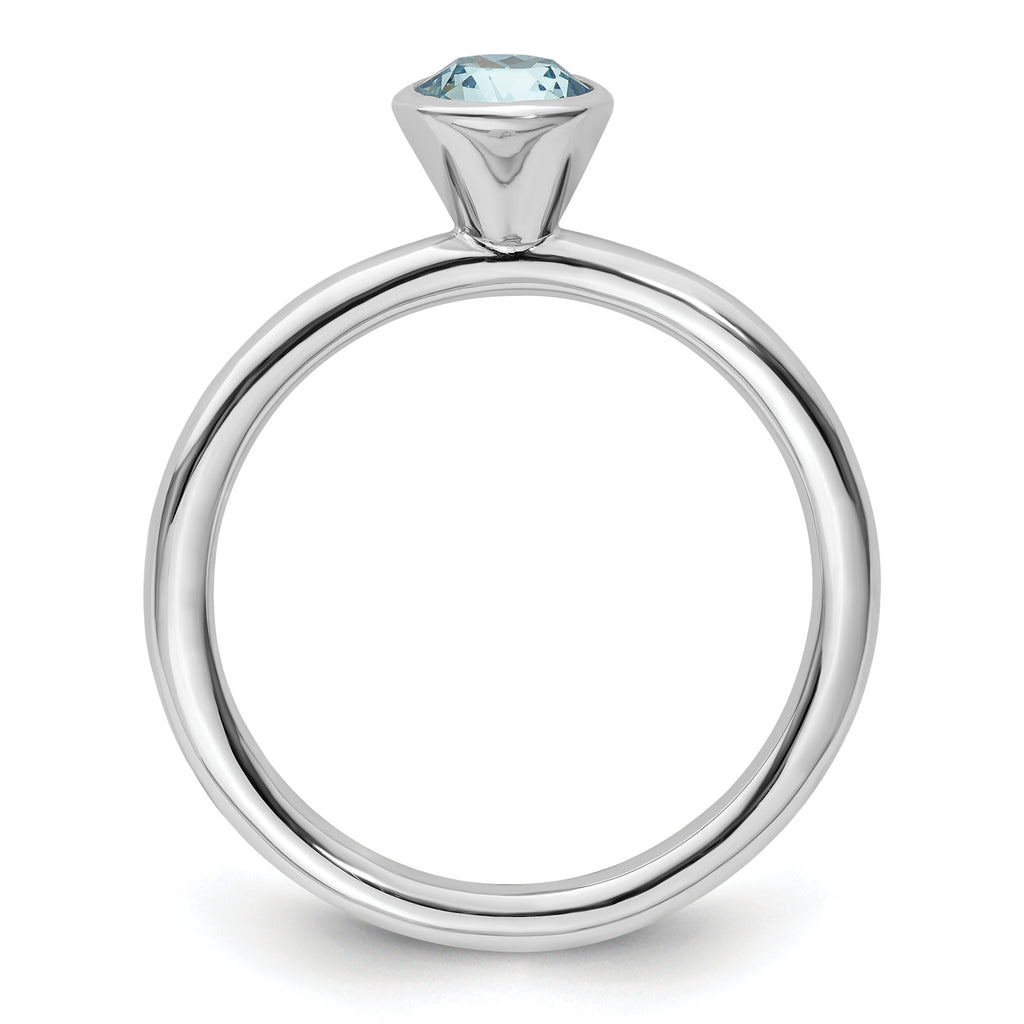 Sterling Silver Stackable Expressions High 5mm March Crystal Ring