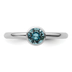 Sterling Silver Stackable Expressions High 5mm March Crystal Ring