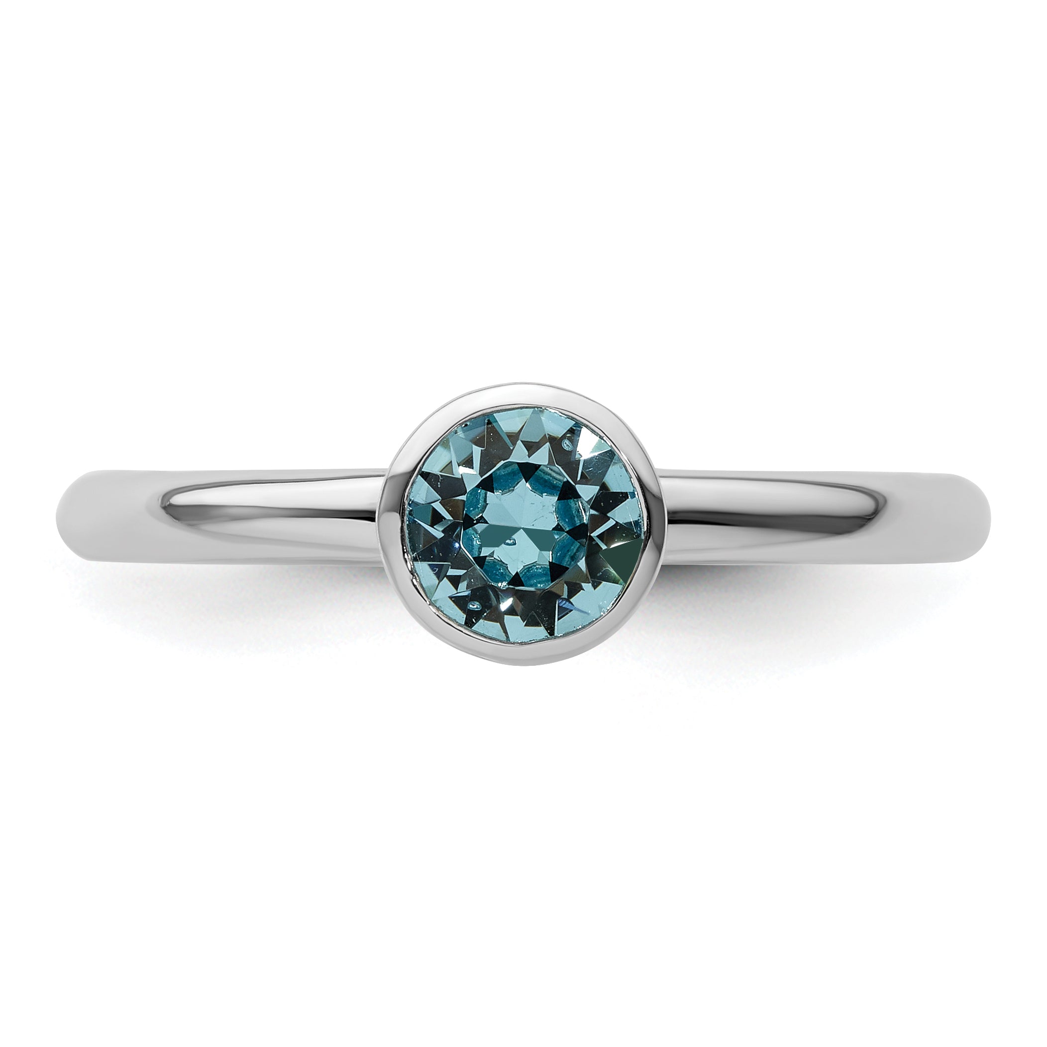 Sterling Silver Stackable Expressions High 5mm March Crystal Ring