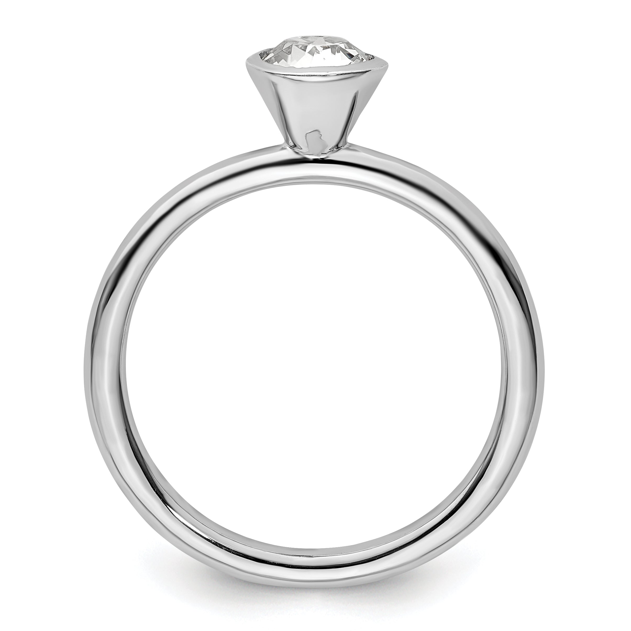 Sterling Silver Stackable Expressions High 5mm April Crystal Ring Secondary image