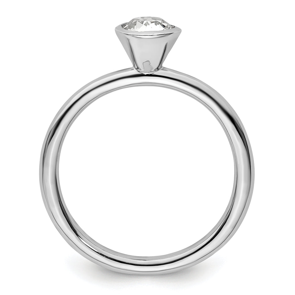 Sterling Silver Stackable Expressions High 5mm April Crystal Ring