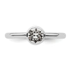 Sterling Silver Stackable Expressions High 5mm April Crystal Ring