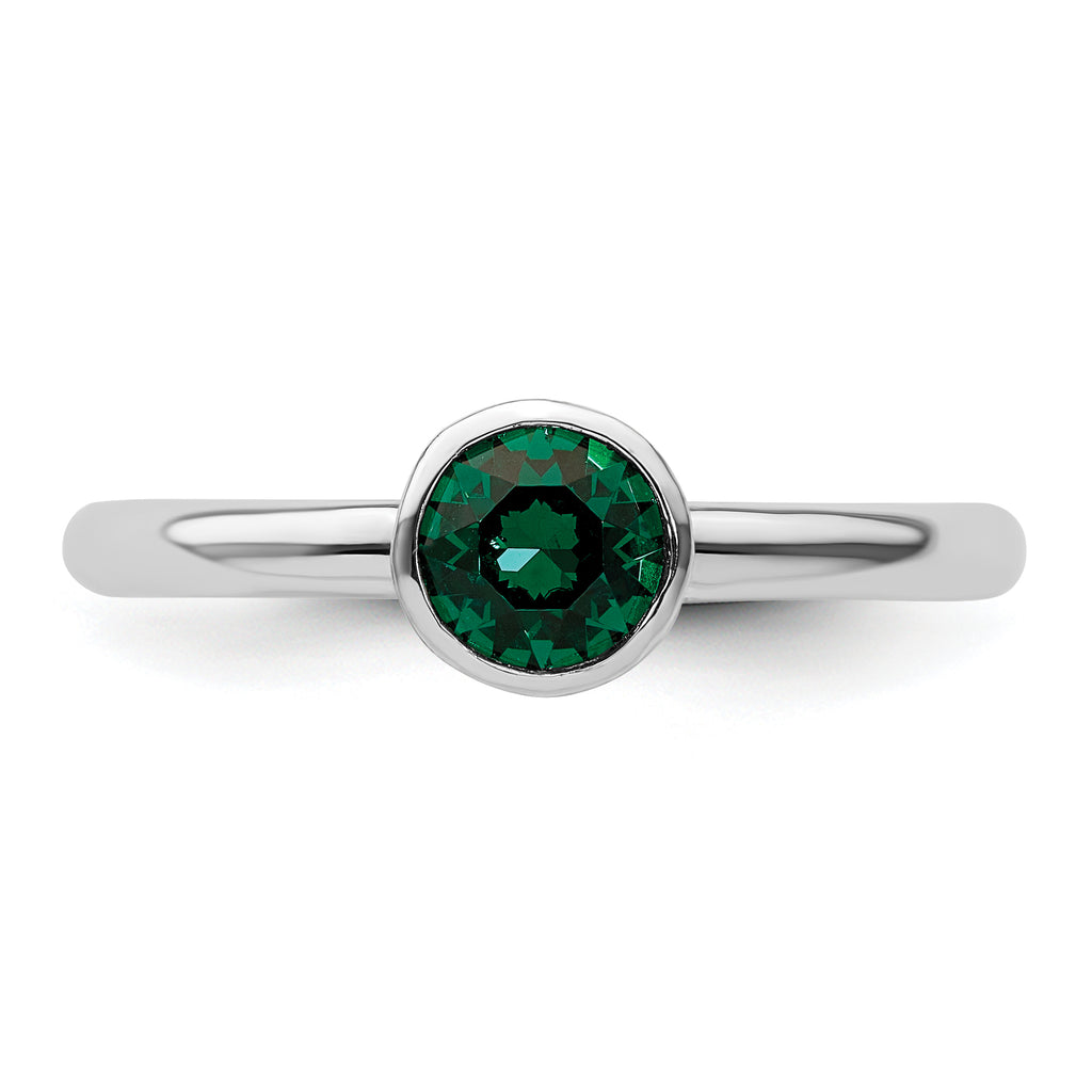 Sterling Silver Stackable Expressions High 5mm May Crystal Ring