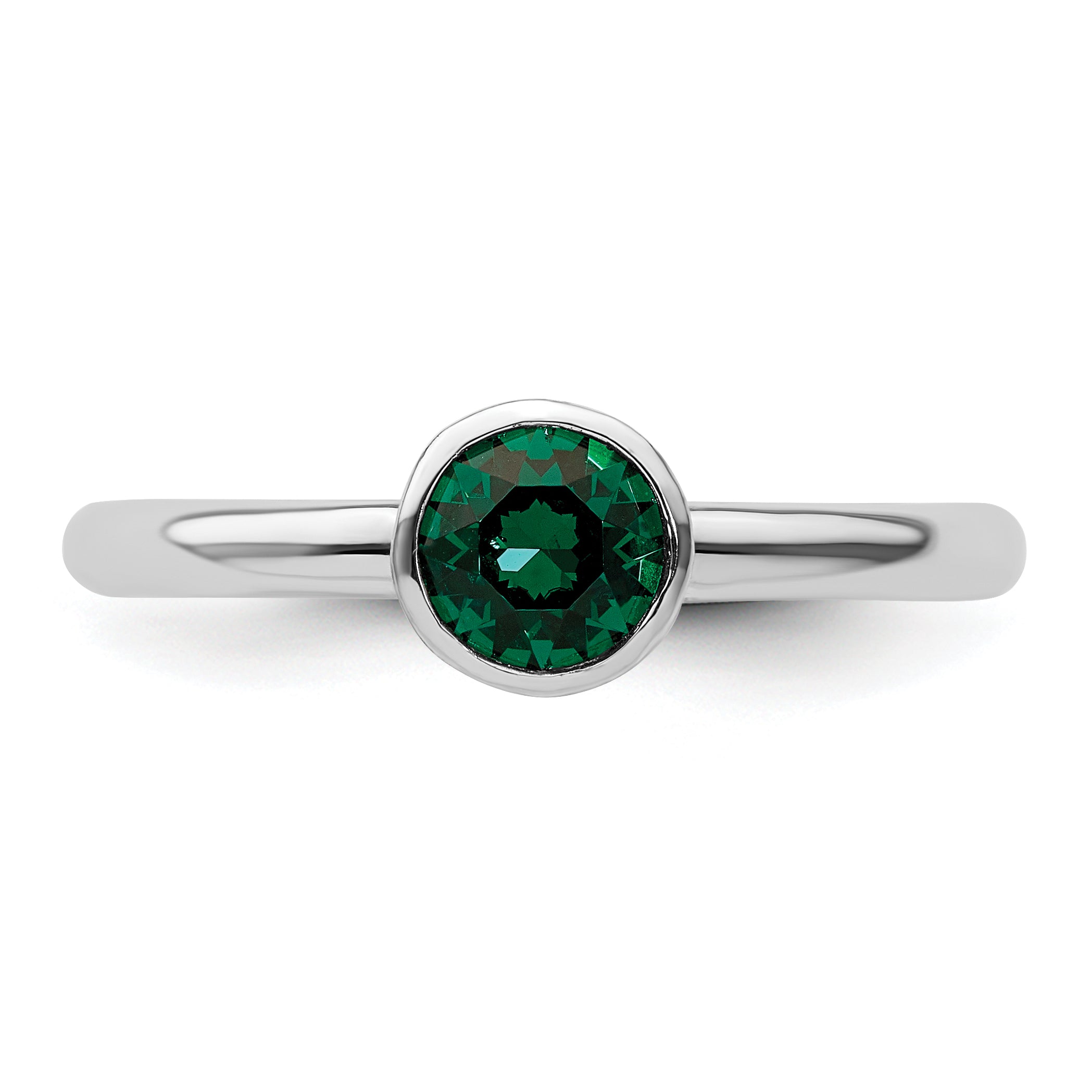 Sterling Silver Stackable Expressions High 5mm May Crystal Ring
