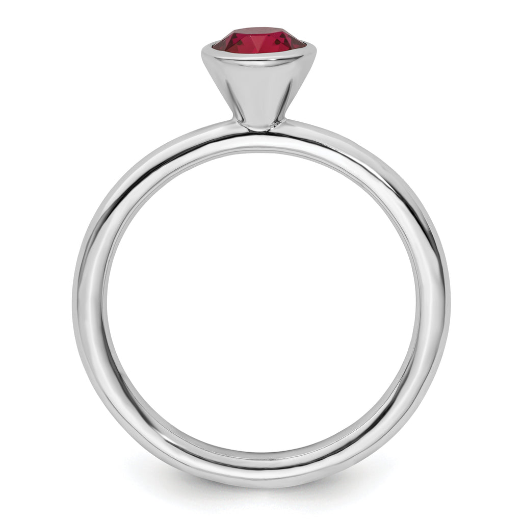 Sterling Silver Stackable Expressions High 5mm July Crystal Ring