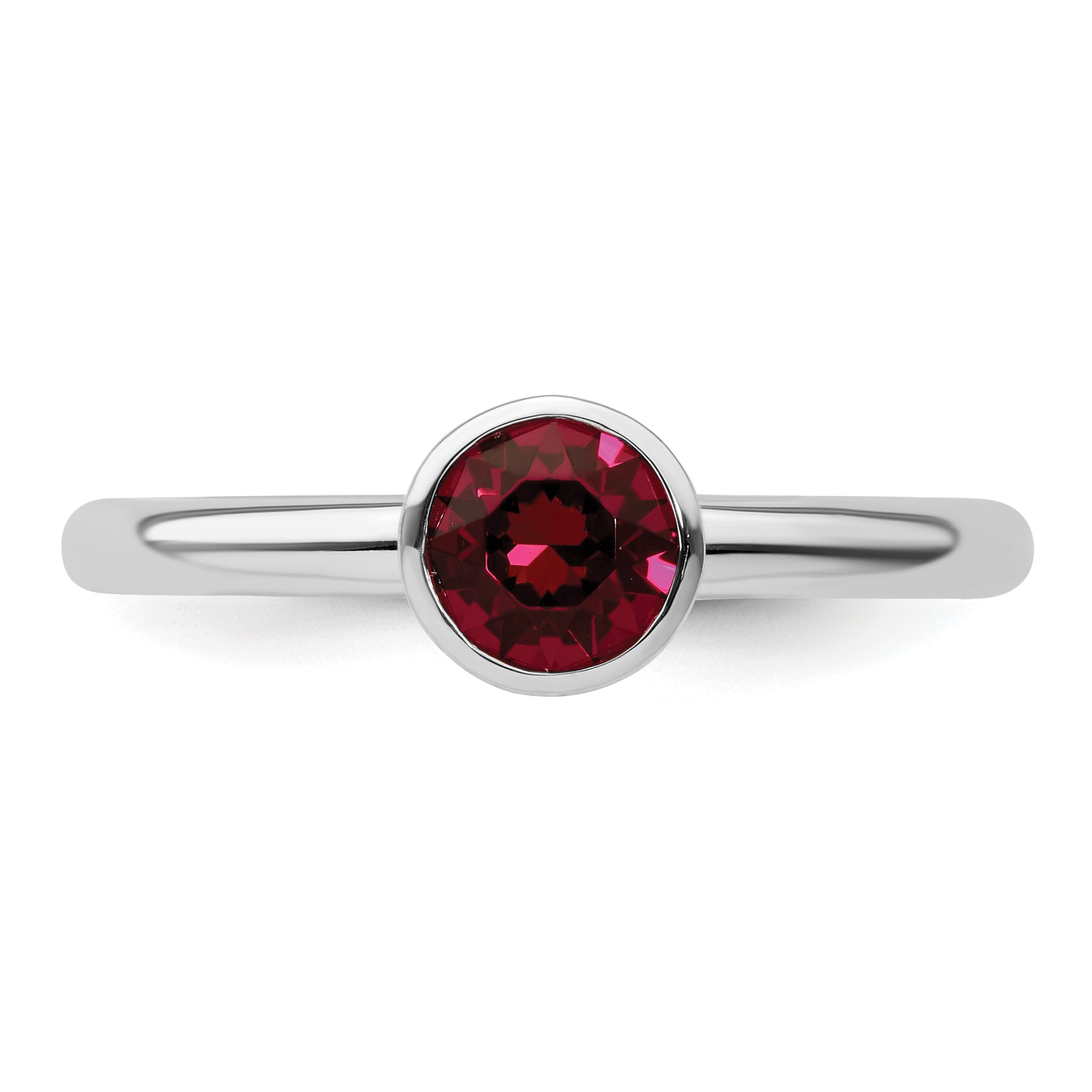 Sterling Silver Stackable Expressions High 5mm July Crystal Ring