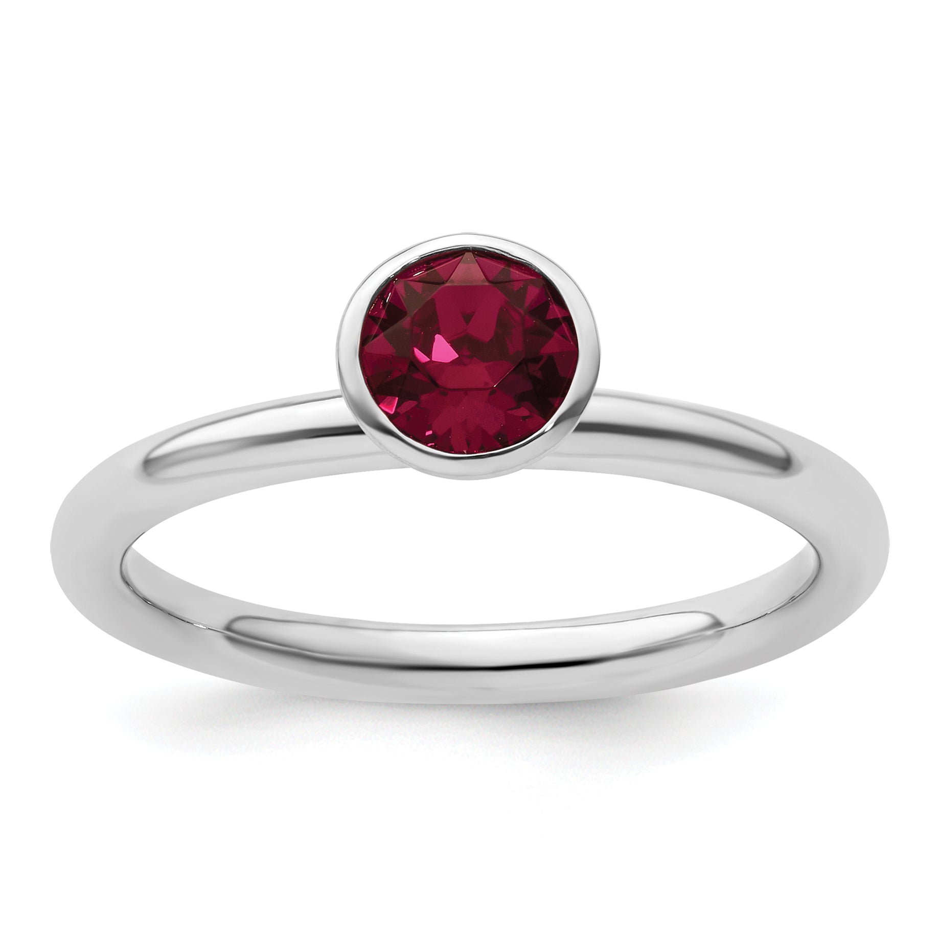 Sterling Silver Stackable Expressions High 5mm July Crystal Ring Main image