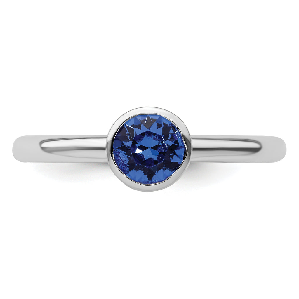 Sterling Silver Stackable Expressions High 5mm September Crystal Ring