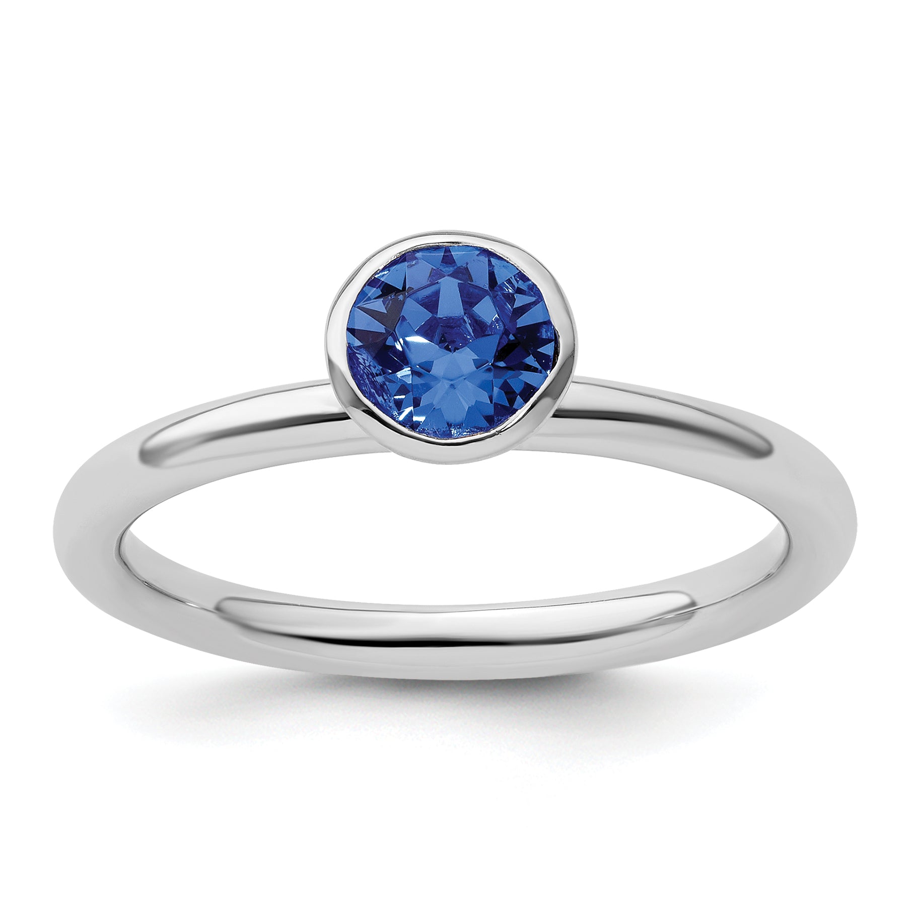 Sterling Silver Stackable Expressions High 5mm September Crystal Ring Main image